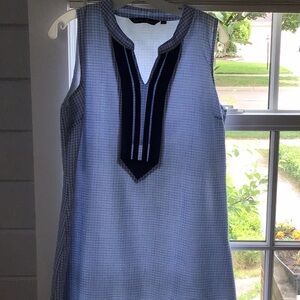 Duffield Lane Blue Sheath Dress with V-Neck